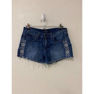 LUCKY BRAND cut off distressed denim western indie boho mid rise shorts size 4